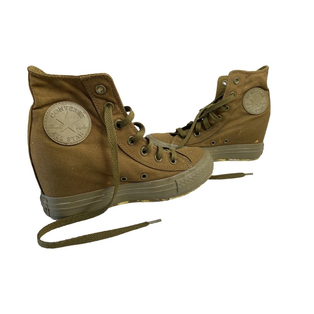 Converse Sneakers Womens 7 Chuck Taylor Military Green Lift Platform Hi Casual